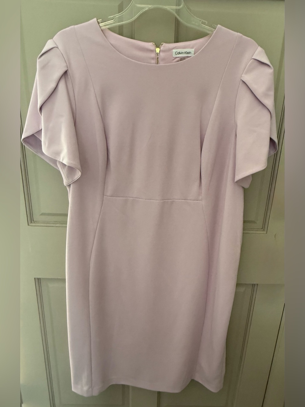 Calvin Klein Soft Lavender Midi Dress with Flutter Sleeves